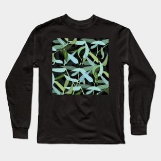 Eucalyptus Leaves Black Design Long Sleeve T-Shirt